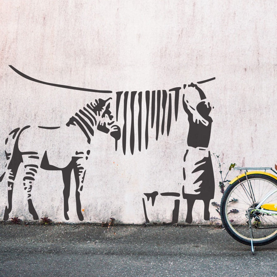 Banksy Washing Zebra Stripes Stencil