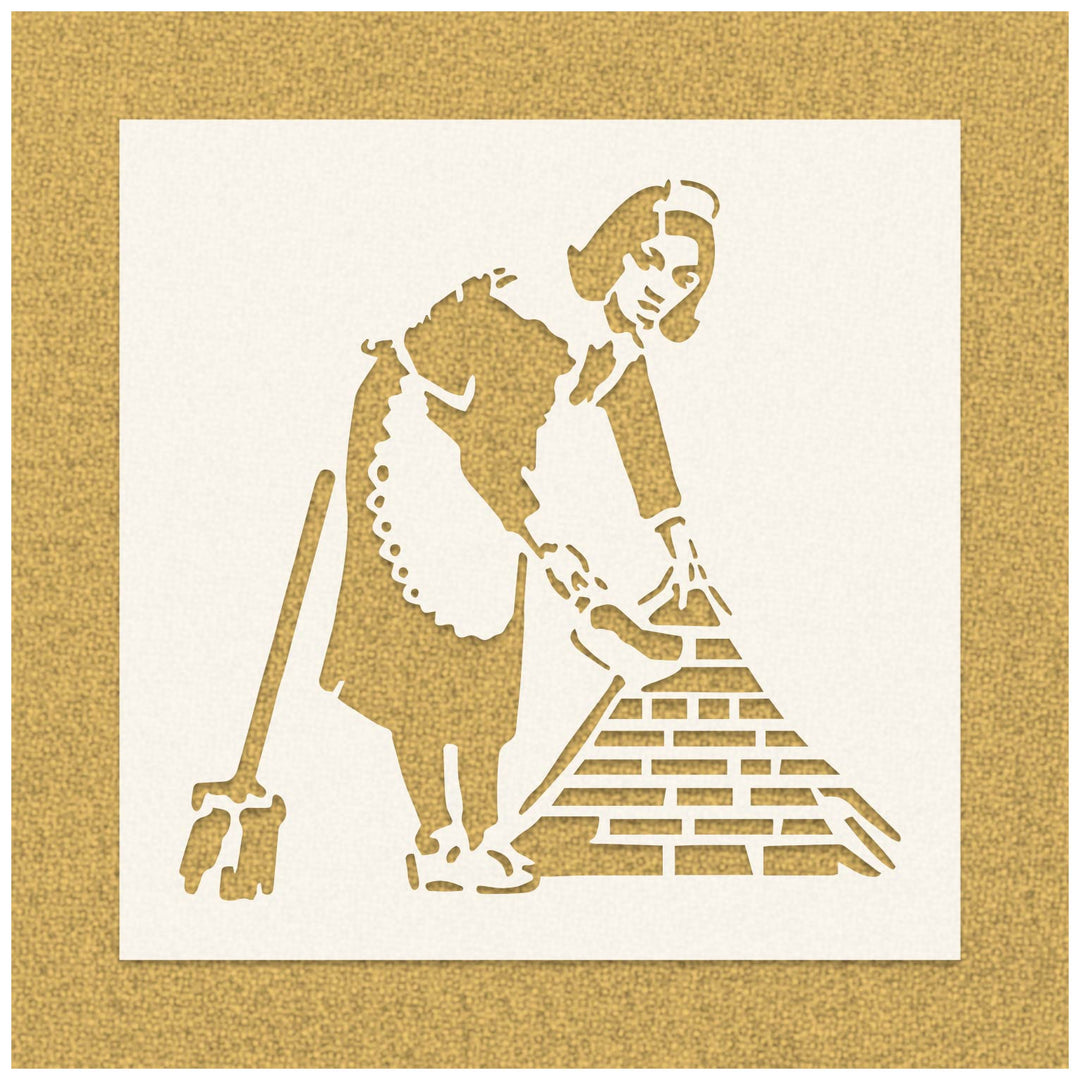 Bansky Sweeping Maid Stencil