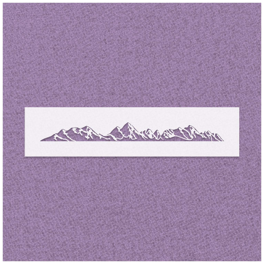 Detailed Snowy Mountain Range Stencil