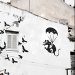 Load image into Gallery viewer, Banksy Flying Rat Stencil
